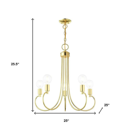 Brass Five Light Metal Dimmable Chandelier With Shades HomeRoots