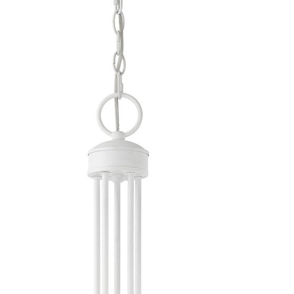 White Five Light Metal Dimmable Chandelier With Shades HomeRoots