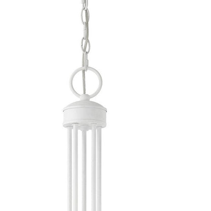 White Five Light Metal Dimmable Chandelier With Shades HomeRoots