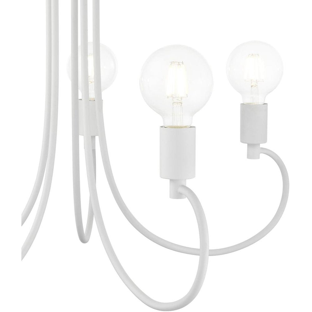 White Five Light Metal Dimmable Chandelier With Shades HomeRoots