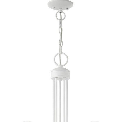 White Five Light Metal Dimmable Chandelier With Shades HomeRoots