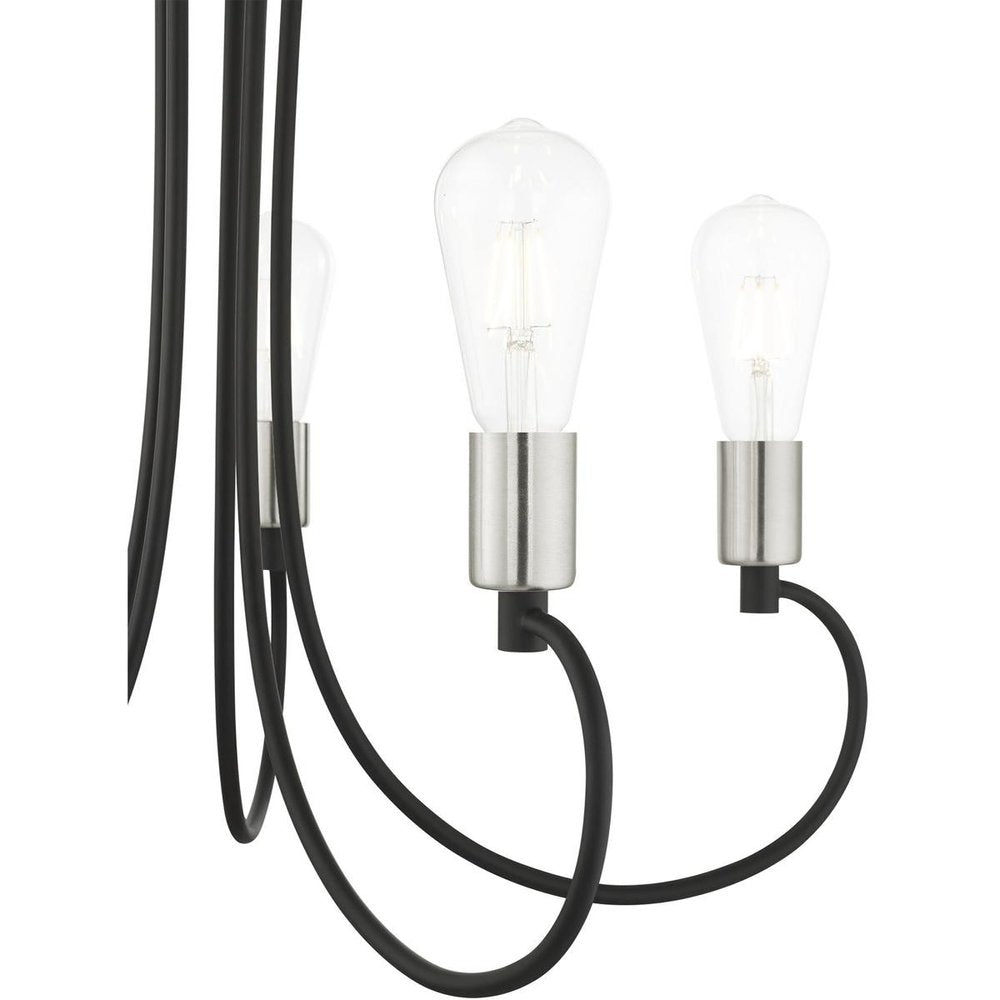 Black Five Light Metal Dimmable Chandelier With Shades HomeRoots