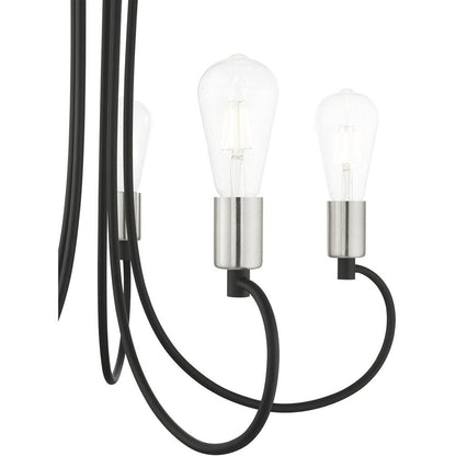 Black Five Light Metal Dimmable Chandelier With Shades HomeRoots