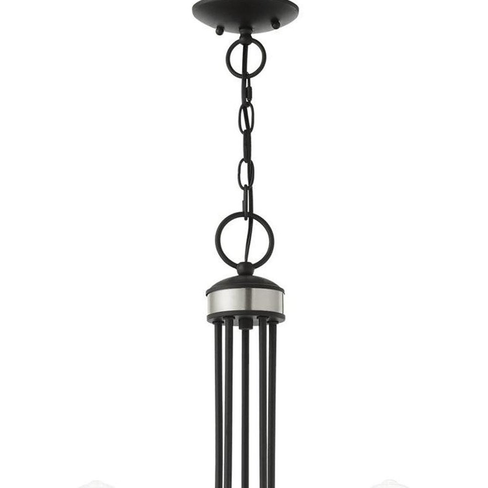 Black Five Light Metal Dimmable Chandelier With Shades HomeRoots