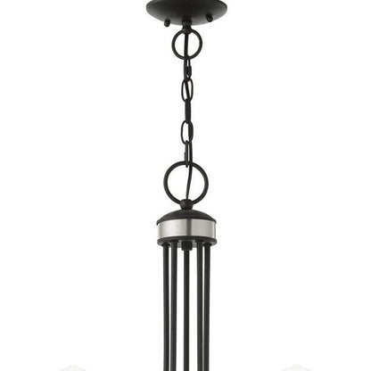 Black Five Light Metal Dimmable Chandelier With Shades HomeRoots
