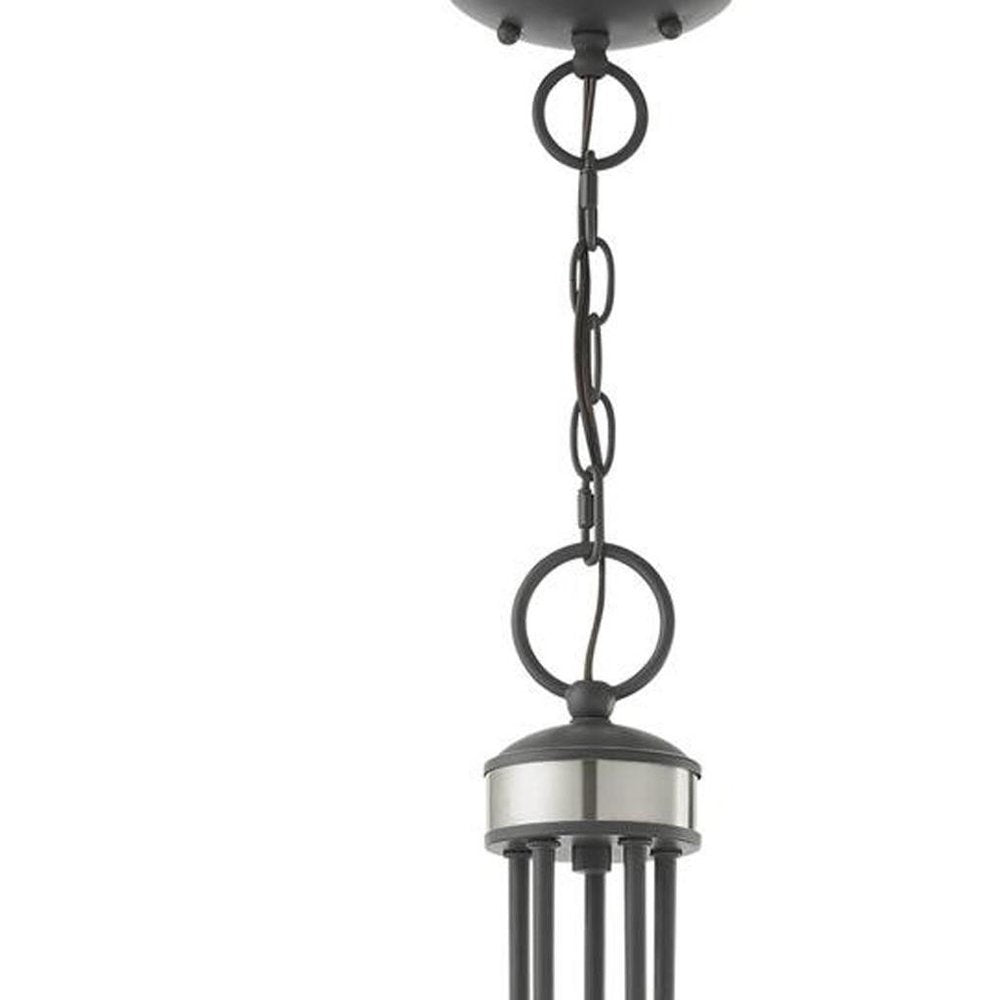 Gray Five Light Metal Dimmable Chandelier With Shades HomeRoots