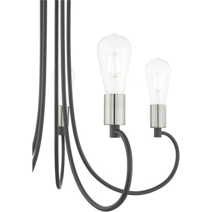 Gray Five Light Metal Dimmable Chandelier With Shades HomeRoots