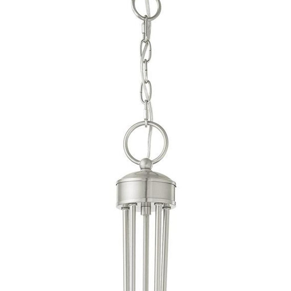 Nickel Five Light Metal Dimmable Chandelier With Shades HomeRoots