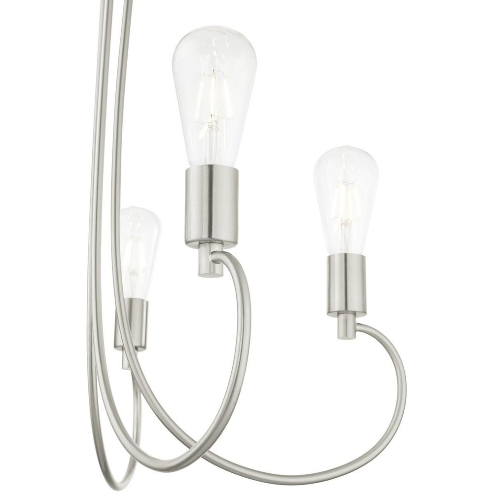 Nickel Five Light Metal Dimmable Chandelier With Shades HomeRoots