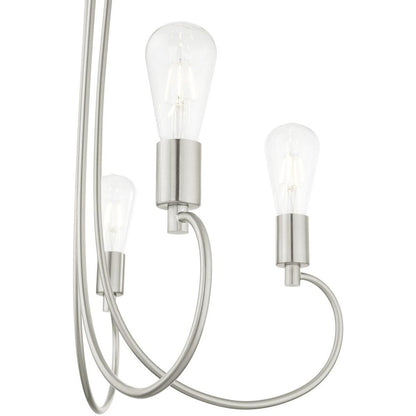 Nickel Five Light Metal Dimmable Chandelier With Shades HomeRoots