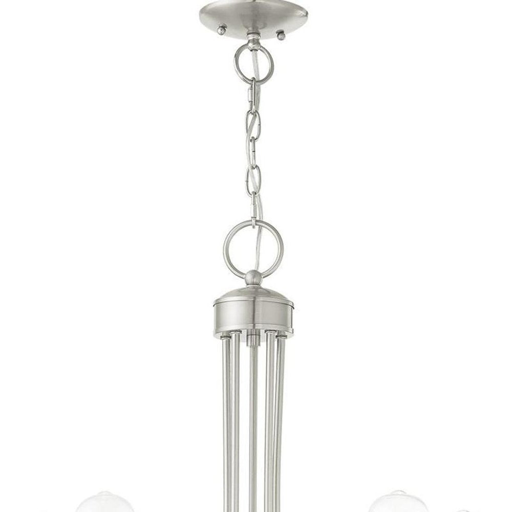 Nickel Five Light Metal Dimmable Chandelier With Shades HomeRoots