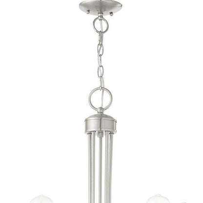 Nickel Five Light Metal Dimmable Chandelier With Shades HomeRoots