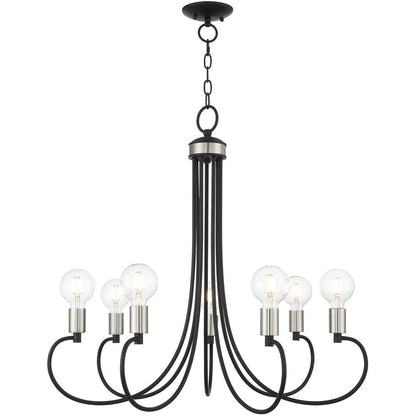 Black Seven Light Metal Dimmable Chandelier With Shades HomeRoots