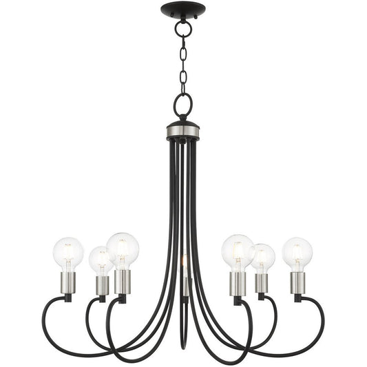 Black Seven Light Metal Dimmable Chandelier With Shades HomeRoots