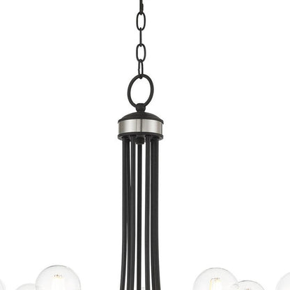 Black Seven Light Metal Dimmable Chandelier With Shades HomeRoots