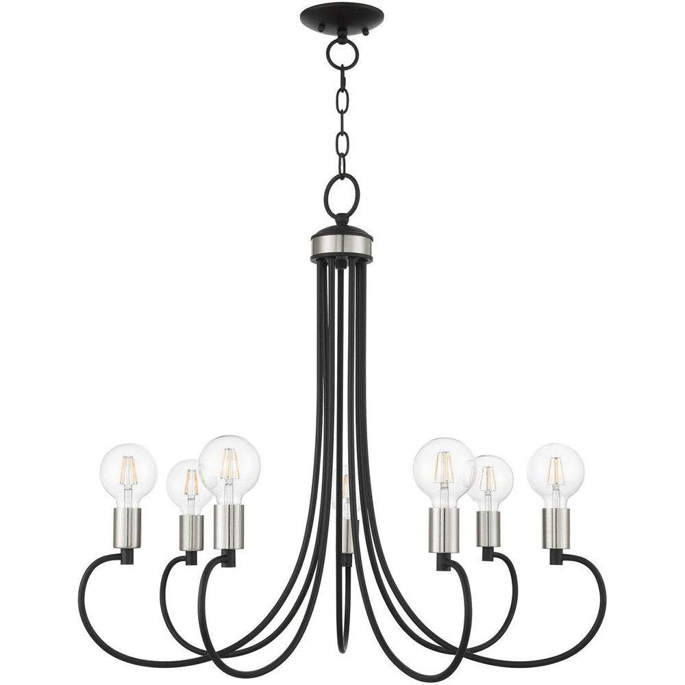 Black Seven Light Metal Dimmable Chandelier With Shades HomeRoots