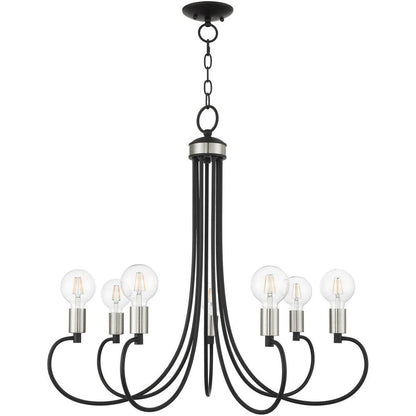 Black Seven Light Metal Dimmable Chandelier With Shades HomeRoots