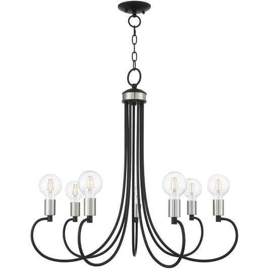 Black Seven Light Metal Dimmable Chandelier With Shades HomeRoots