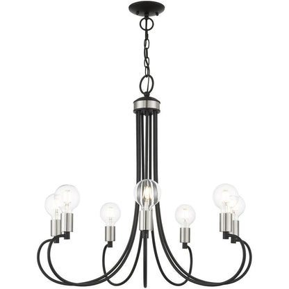 Black Seven Light Metal Dimmable Chandelier With Shades HomeRoots