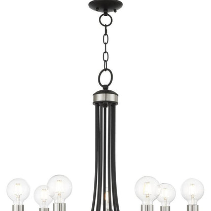 Black Seven Light Metal Dimmable Chandelier With Shades HomeRoots