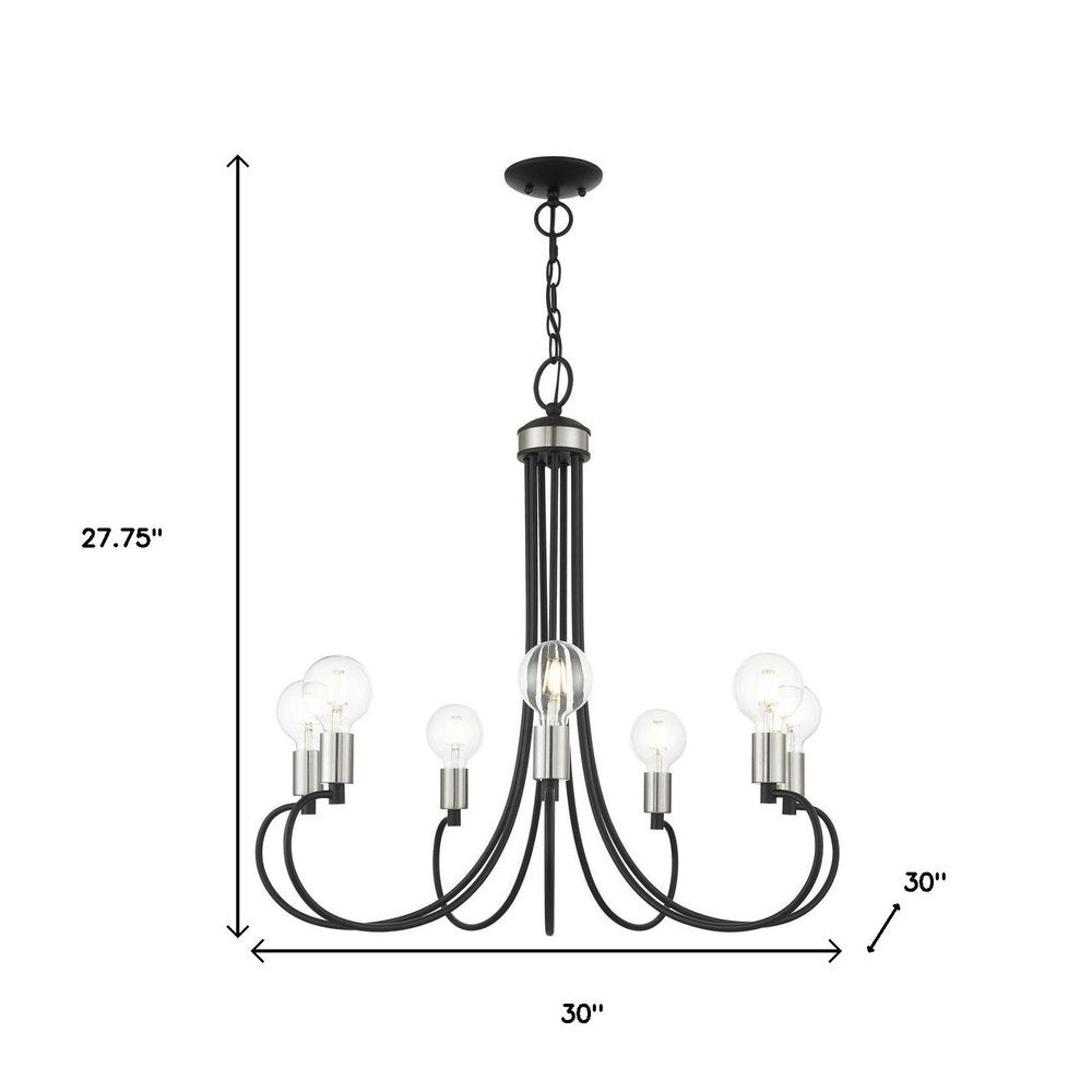 Black Seven Light Metal Dimmable Chandelier With Shades HomeRoots