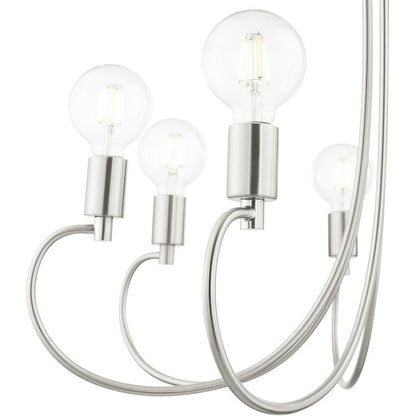 Nickel Seven Light Metal Dimmable Chandelier With Shades HomeRoots
