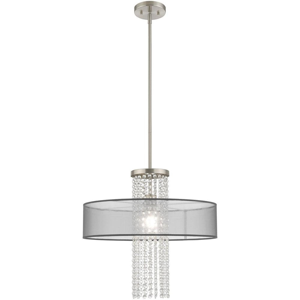 Nickel Metal Dimmable Chandelier With Shades HomeRoots