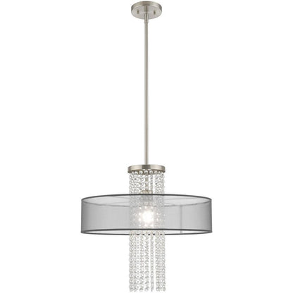 Nickel Metal Dimmable Chandelier With Shades HomeRoots