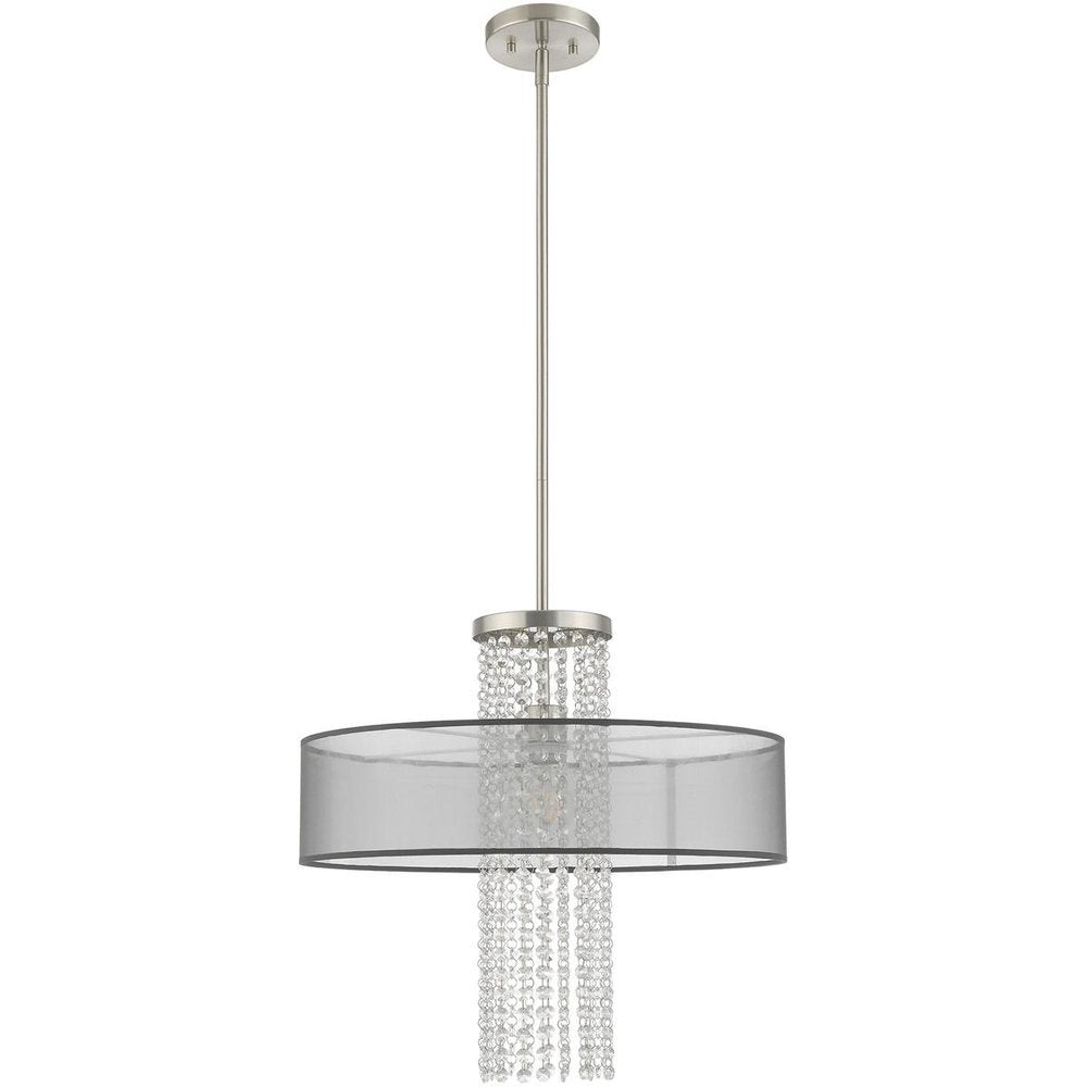 Nickel Metal Dimmable Chandelier With Shades HomeRoots