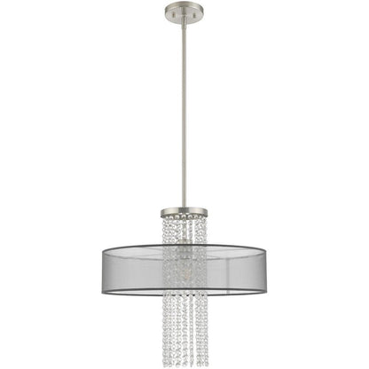 Nickel Metal Dimmable Chandelier With Shades HomeRoots
