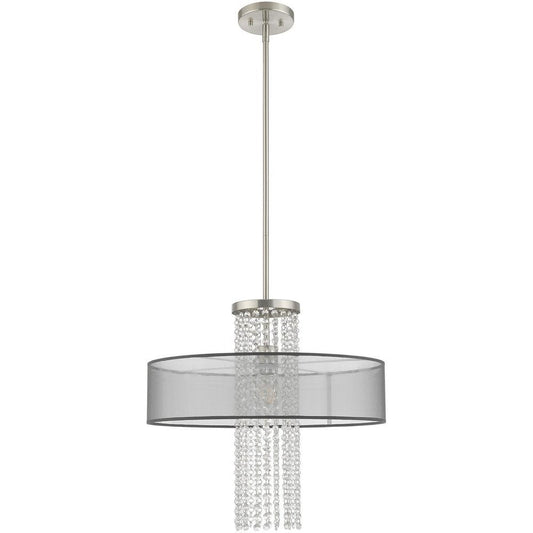 Nickel Metal Dimmable Chandelier With Shades HomeRoots