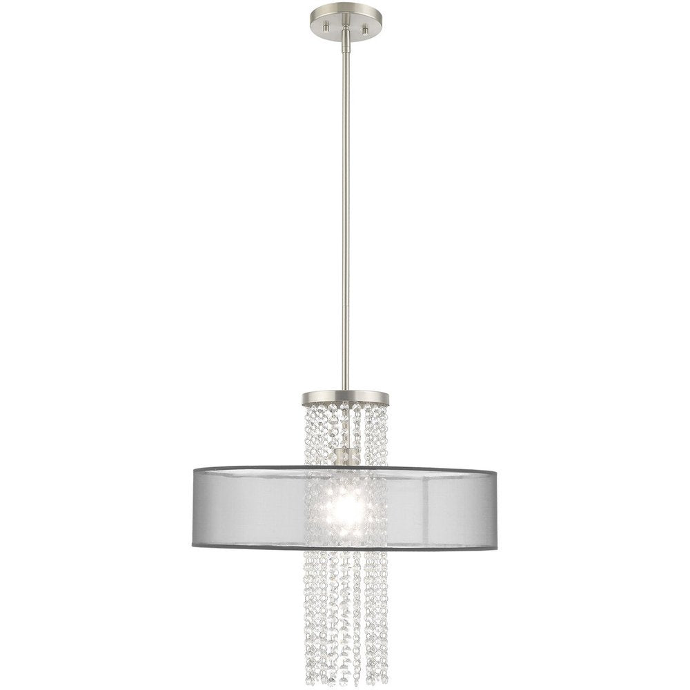 Nickel Metal Dimmable Chandelier With Shades HomeRoots