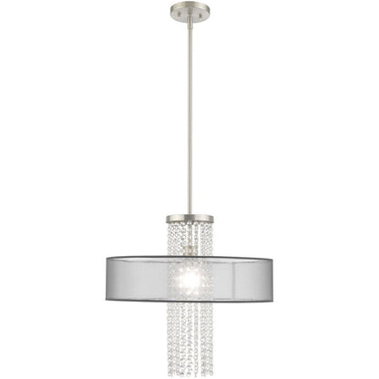 Nickel Metal Dimmable Chandelier With Shades HomeRoots