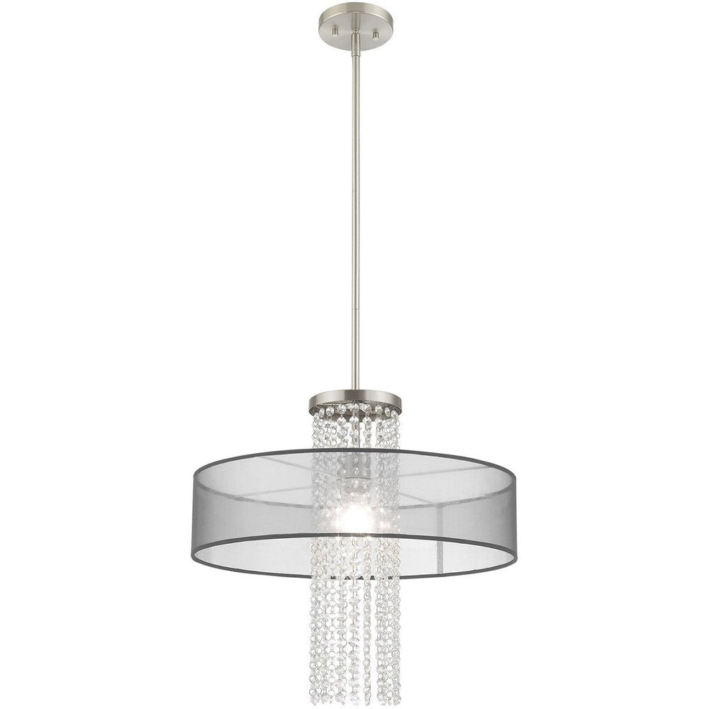 Nickel Metal Dimmable Chandelier With Shades HomeRoots