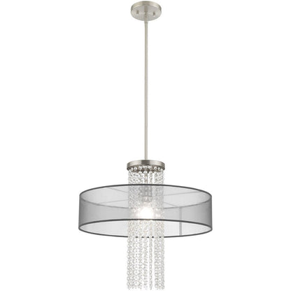 Nickel Metal Dimmable Chandelier With Shades HomeRoots
