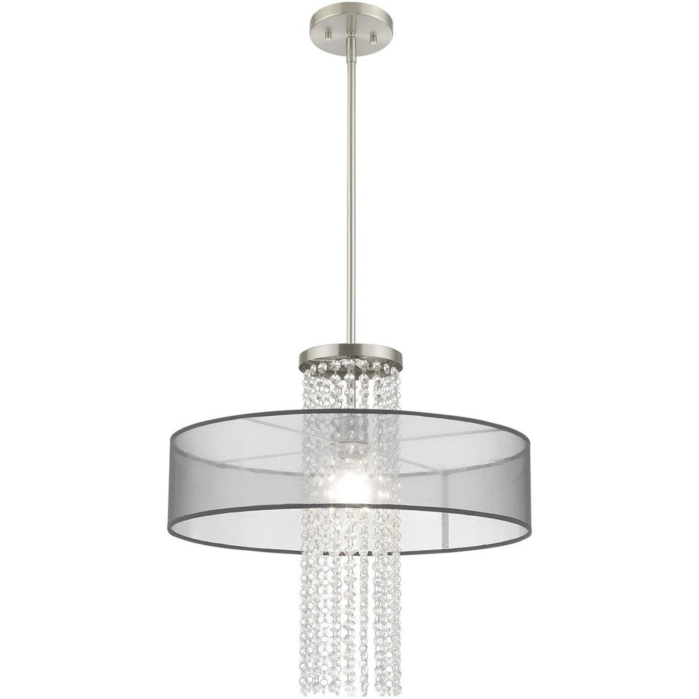 Nickel Metal Dimmable Chandelier With Shades HomeRoots