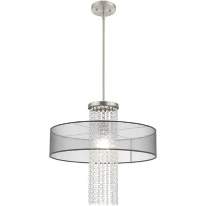 Nickel Metal Dimmable Chandelier With Shades HomeRoots