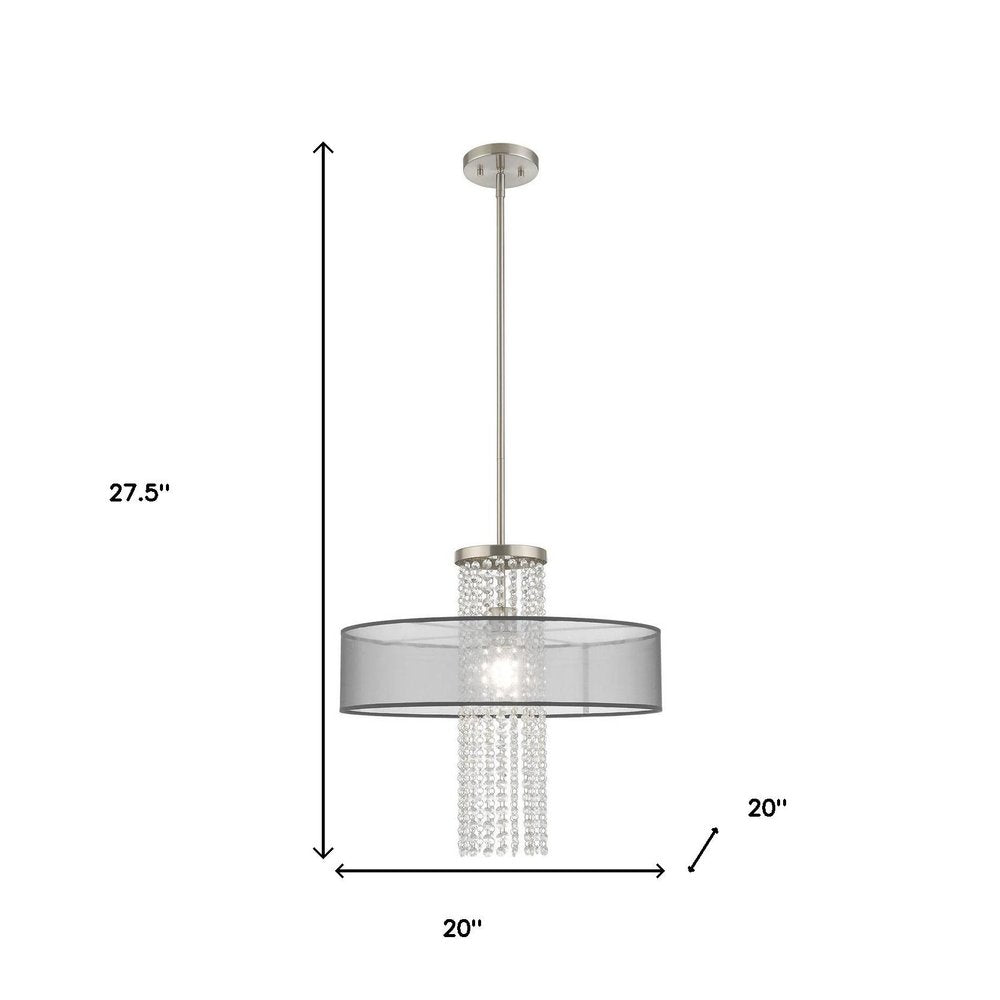 Nickel Metal Dimmable Chandelier With Shades HomeRoots