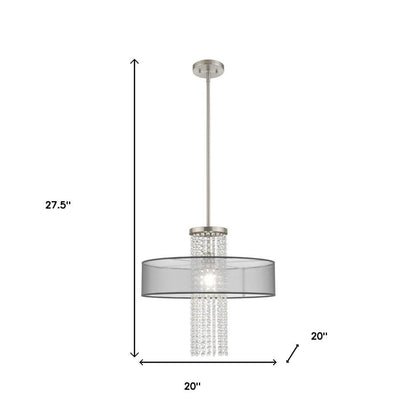 Nickel Metal Dimmable Chandelier With Shades HomeRoots