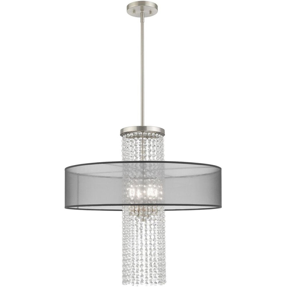 Nickel Four Light Metal Dimmable Chandelier With Shades HomeRoots