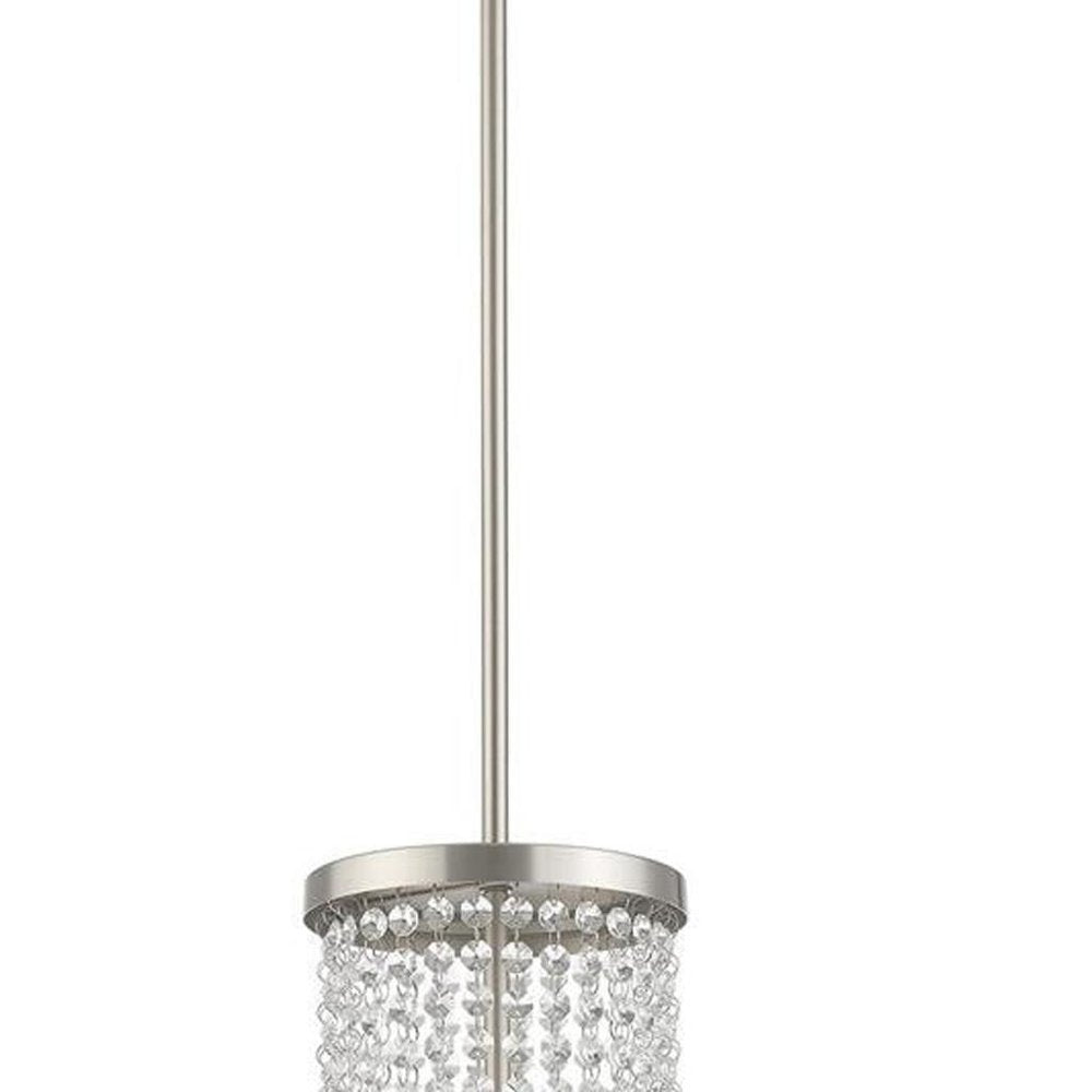 Nickel Four Light Metal Dimmable Chandelier With Shades HomeRoots
