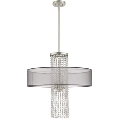 Nickel Four Light Metal Dimmable Chandelier With Shades HomeRoots