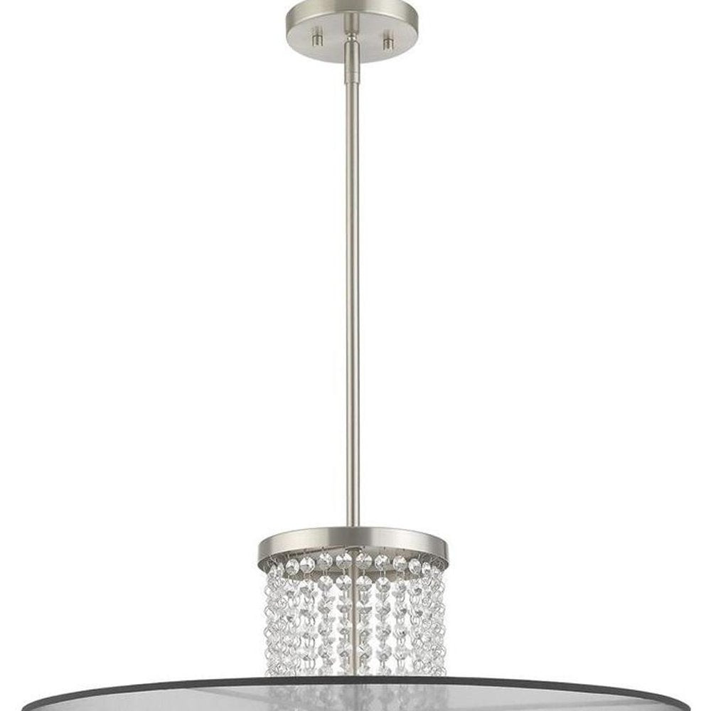 Nickel Four Light Metal Dimmable Chandelier With Shades HomeRoots