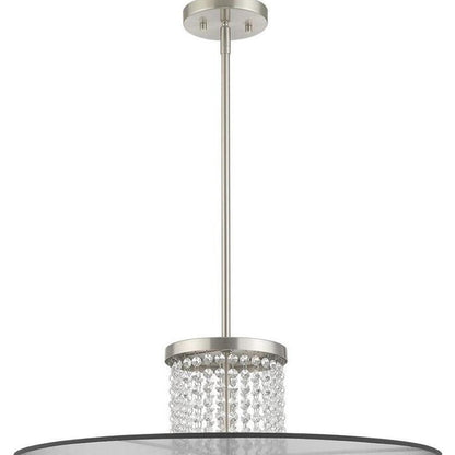 Nickel Four Light Metal Dimmable Chandelier With Shades HomeRoots