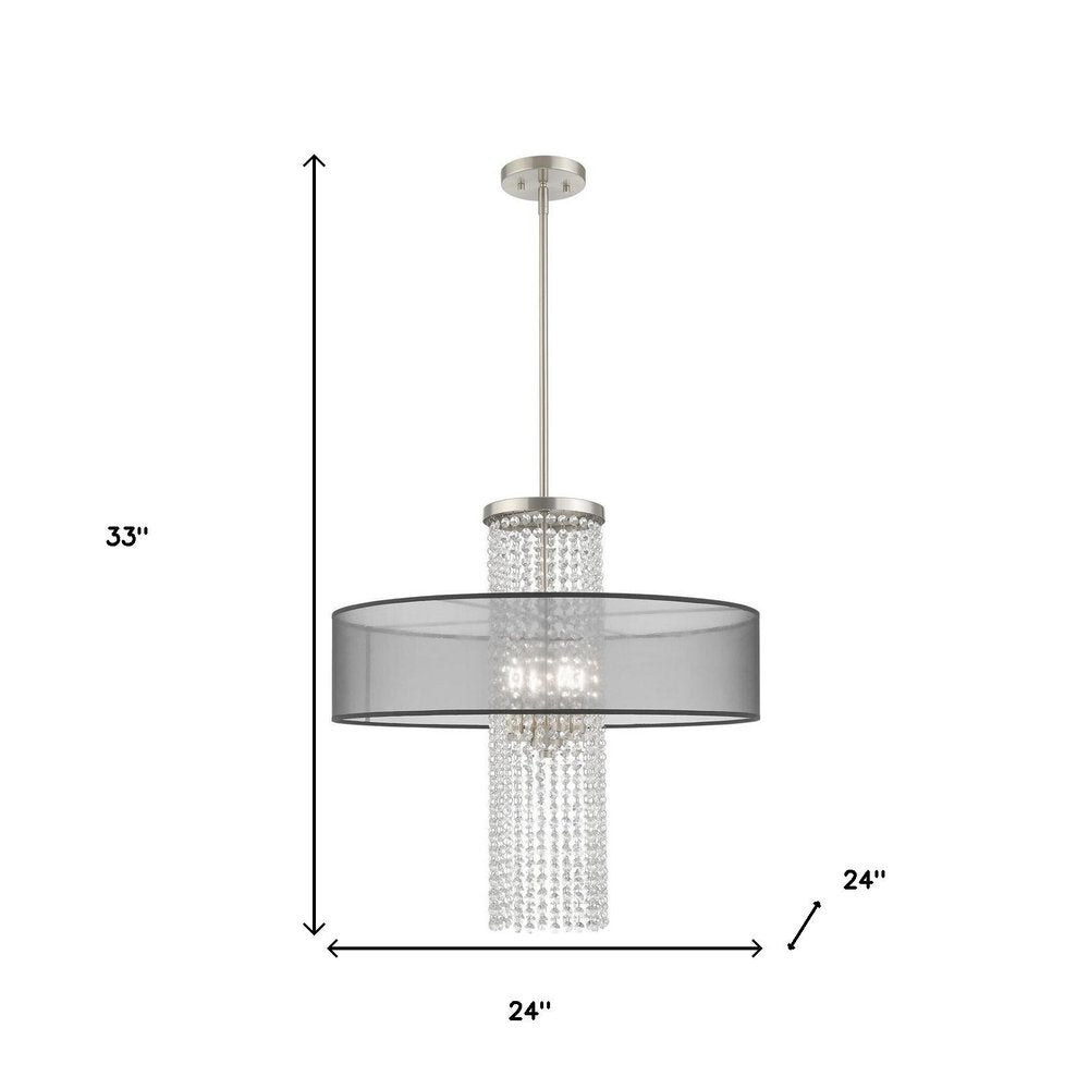 Nickel Four Light Metal Dimmable Chandelier With Shades HomeRoots