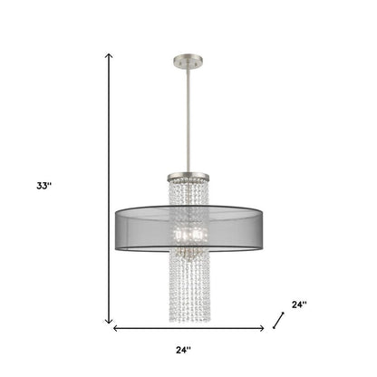 Nickel Four Light Metal Dimmable Chandelier With Shades HomeRoots