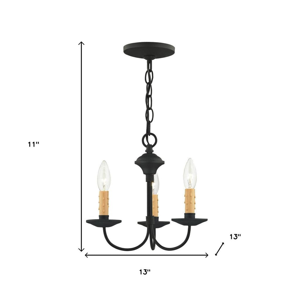 Black Three Light Metal Dimmable Chandelier With Shades HomeRoots