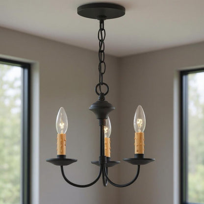 Black Three Light Metal Dimmable Chandelier With Shades HomeRoots