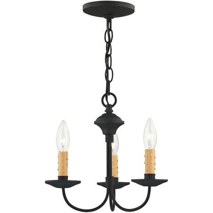 Black Three Light Metal Dimmable Chandelier With Shades HomeRoots