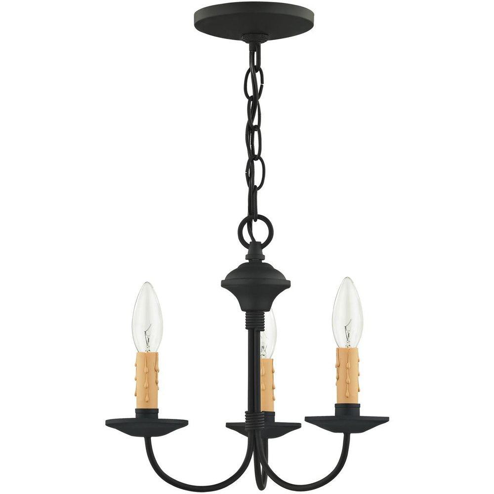 Black Three Light Metal Dimmable Chandelier With Shades HomeRoots